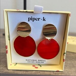 Piper K | Red & Gold Shell Earrings